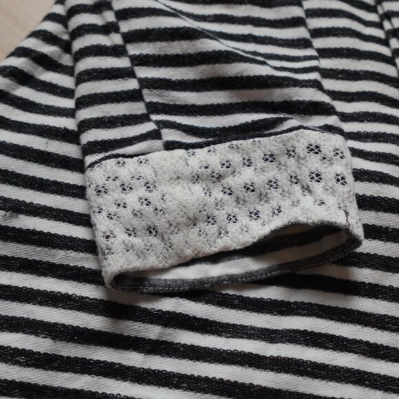 Skies Are Blue Women M Cardigan Hooded Cotton Striped Open Front Long Sleeve - Picture 5 of 12